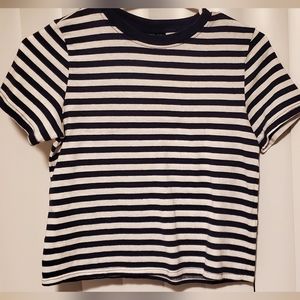 Topshop Navy & White striped tshirt